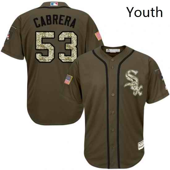 Youth Majestic Chicago White Sox 53 Welington Castillo Authentic Green Salute to Service MLB Jersey